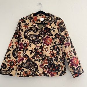 ATL Corduroy Paisley Floral Jacket Women’s Size 12.